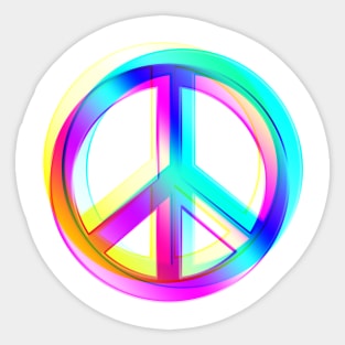 Neon Colored Crossed PEACE signs Sticker